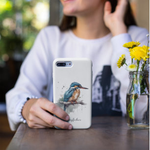 Kingfisher sitting on a branch, customisable Case-Mate iPhone case