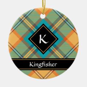 Kingfisher Tartan Ceramic Ornament