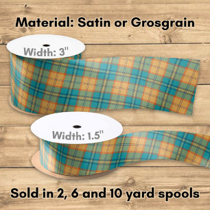Kingfisher Tartan Satin Ribbon