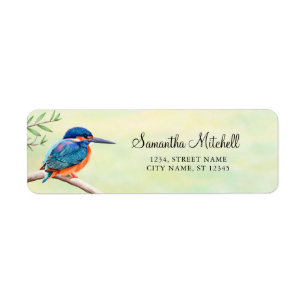 Kingfisher Watercolor Blue Orange Bird