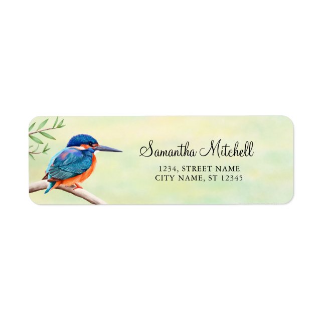 Kingfisher Watercolor Blue Orange Bird (Front)
