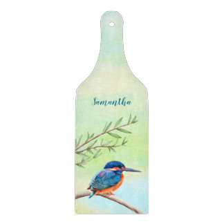 Kingfisher Watercolor Blue Orange Bird Cutting Board