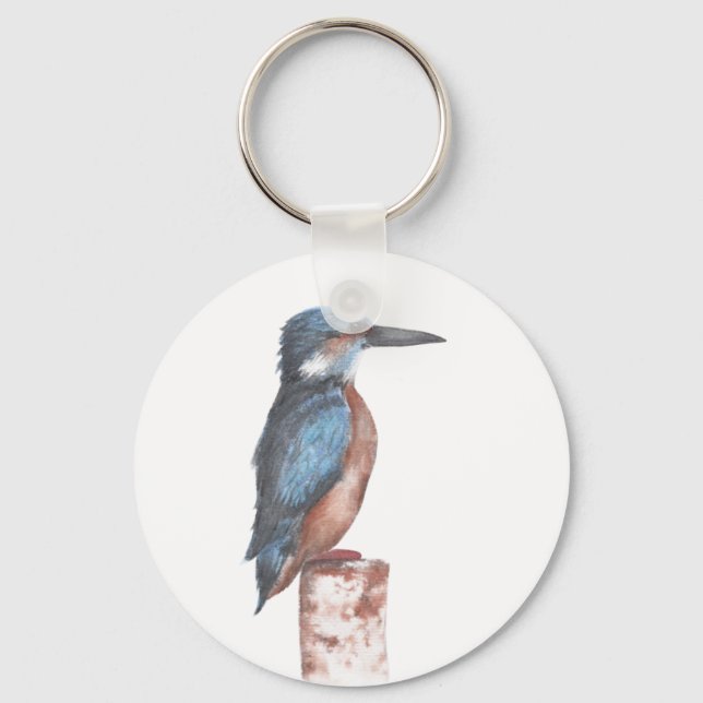 Kingfisher Watercolor Keychain (Front)