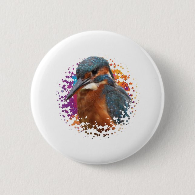 Kingfisher with colorful background 6 cm round badge (Front)