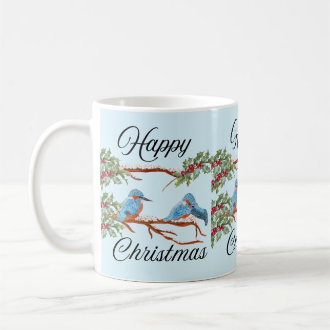 Kingfishers Christmas Coffee Mug (Left)