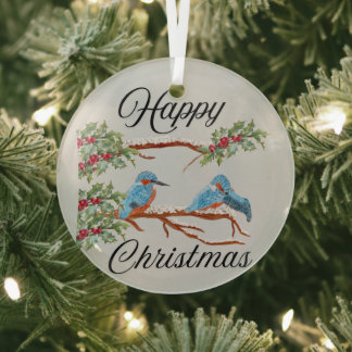 Kingfishers Christmas  Glass Tree Decoration