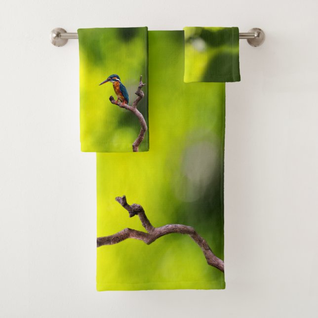 Kingfishers On Branches  Bath Towel Set (Insitu)