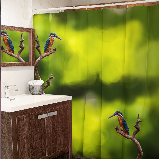 Kingfishers On Branches  Shower Curtain (Kingfishers On Branches Shower Curtain)