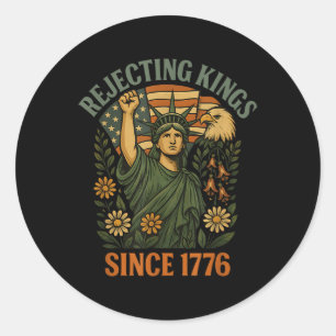 Kings 1776 Foxglove Daisy Tulip Flowers Bald Eagle Classic Round Sticker
