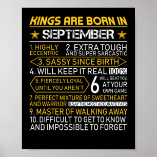 Kings Are Born in September Birthday Poster