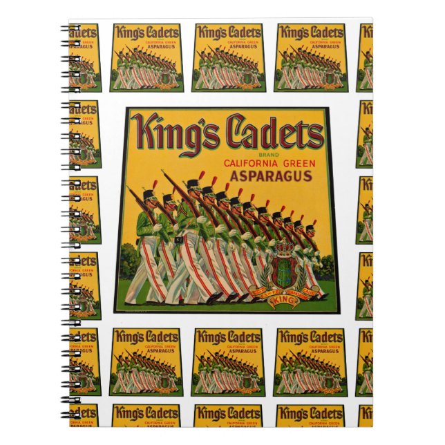 King's Cadets Asparagus Label multi print Spiral Notebook (Front)