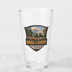 Kings Canyon National Park Illustration Retro Art Glass
