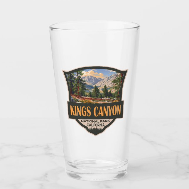 Kings Canyon National Park Illustration Retro Art Glass (Front)