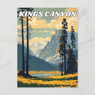 Kings Canyon National Park illustration retro Clas Postcard
