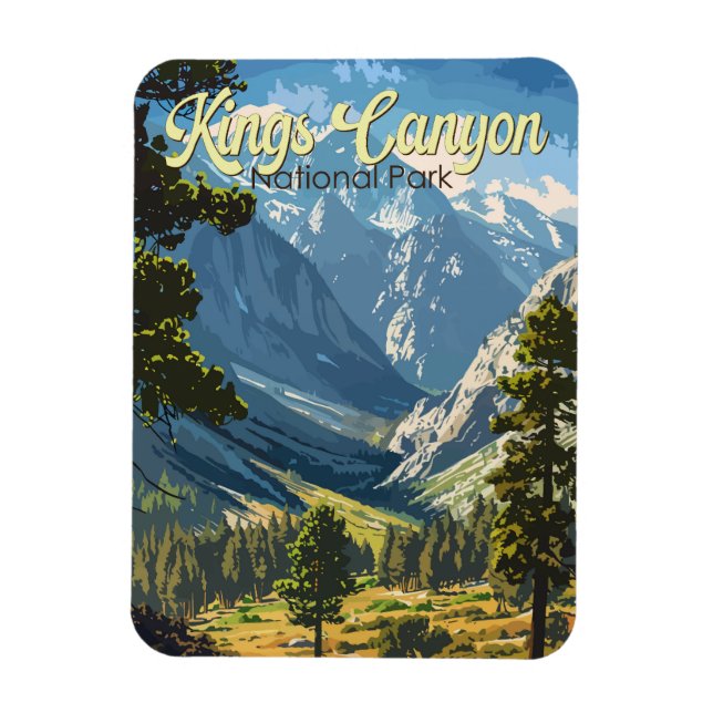 Kings Canyon National Park Illustration Travel Art Magnet (Vertical)