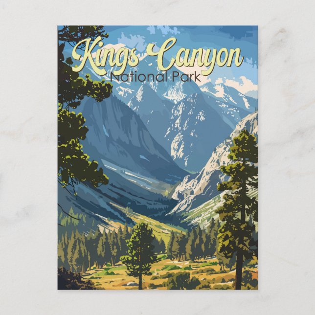 Kings Canyon National Park Illustration Travel Art Postcard (Front)