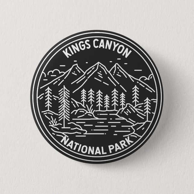 Kings Canyon National Park Monoline  6 Cm Round Badge (Front)