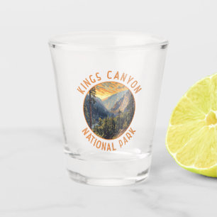 Kings Canyon National Park Retro Distressed Circle Shot Glass