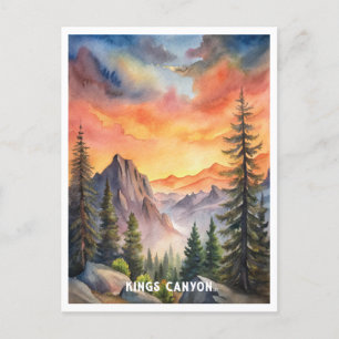 Kings Canyon National Park Watercolor Painting Postcard