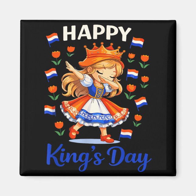 Kings Day Netherlands Flag Koningsdag Dutch Magnet (Front)
