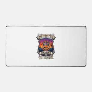 Kings Halloween Are Born October Crown Pumpkin Bat Desk Mat