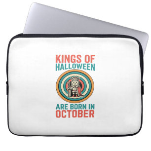 Kings Of Halloween October Birthday Vintage Shirt_ Laptop Sleeve