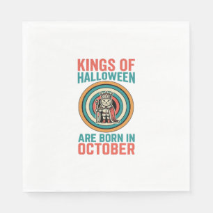 Kings Of Halloween October Birthday Vintage Shirt_ Napkin