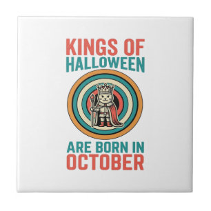 Kings Of Halloween October Birthday Vintage Shirt_ Tile