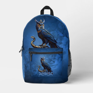 Kings of the skies and land, the majestic owl printed backpack