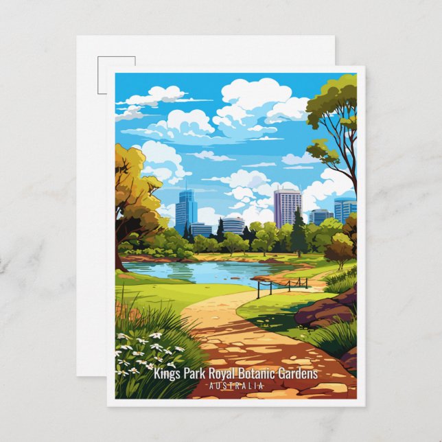 Kings Park Royal vintage travel illustration Postcard (Front/Back)