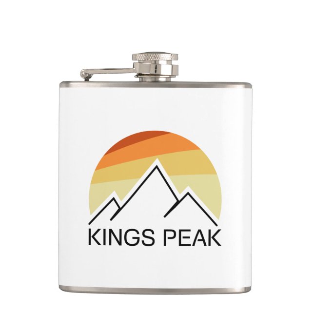 Kings Peak Utah Retro Hip Flask (Front)