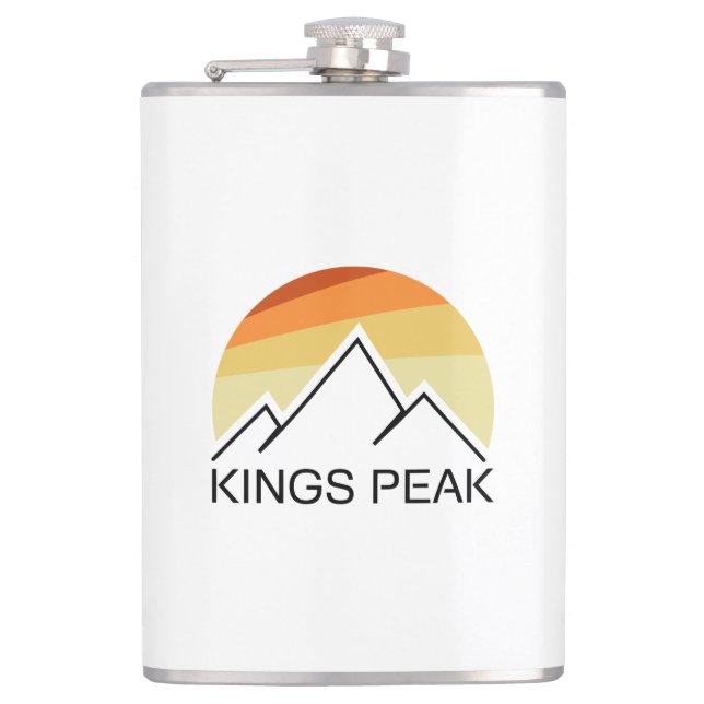 Kings Peak Utah Retro Hip Flask (Front)
