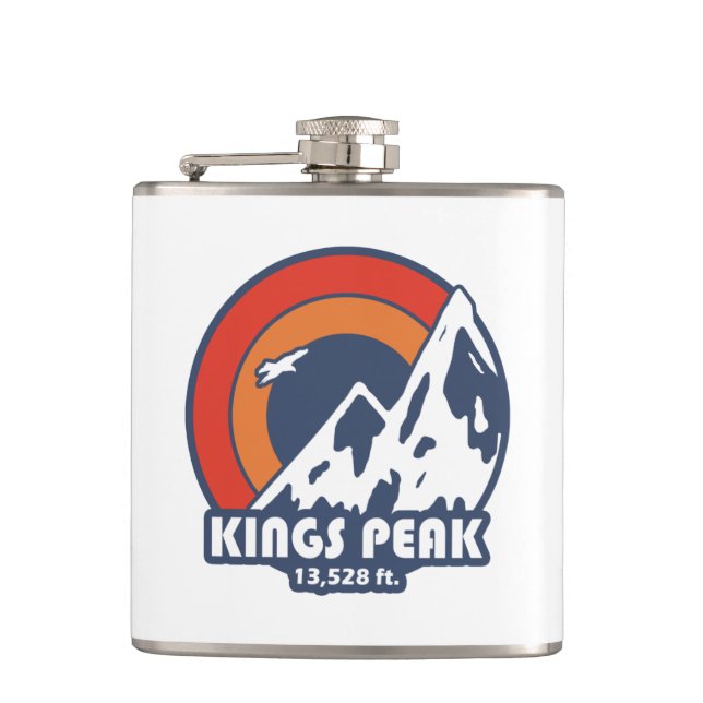 Kings Peak Utah Sun Eagle Hip Flask (Front)