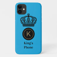 King's Phone Blue Background Monogram Personalised