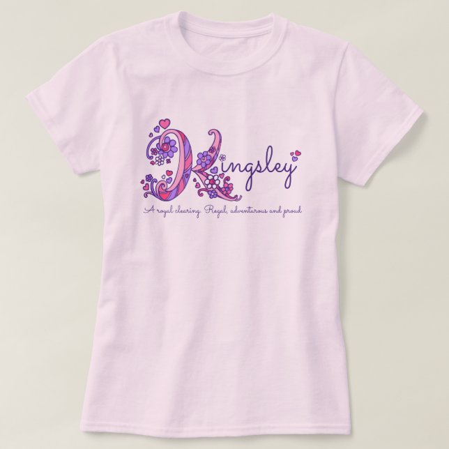 Kingsley name and meaning ladies & girls clothing T-Shirt (Design Front)