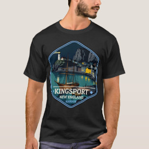 Kingsport New England Harbor Vintage Travel Badge T-Shirt