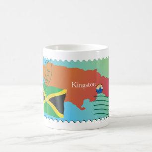 Kingston Jamaica Map And Flag Coffee Mug