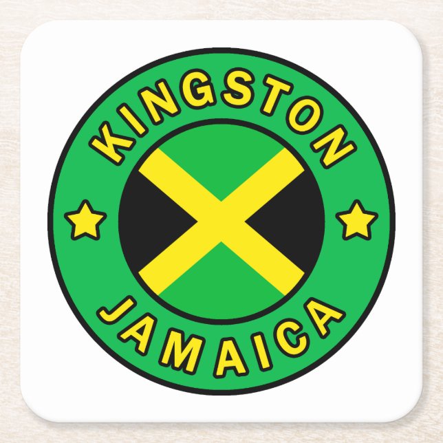 Kingston Jamaica Square Paper Coaster (Front)