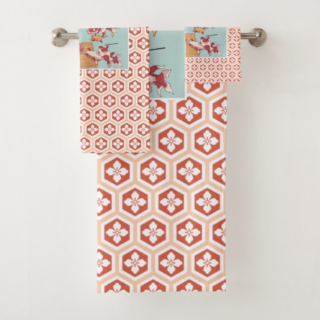 Kingyozukushi Saraitonbi Bath Towel Set (Insitu)