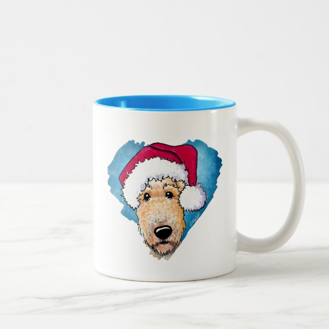 KiniArt Airedale Christmas Coffee Mug (Right)