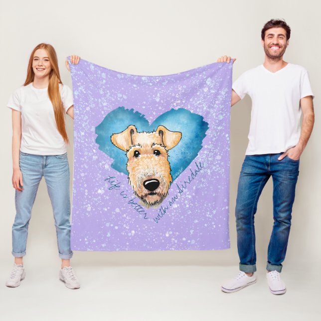 KiniArt Airedale Terrier Fleece Blanket (In Situ)