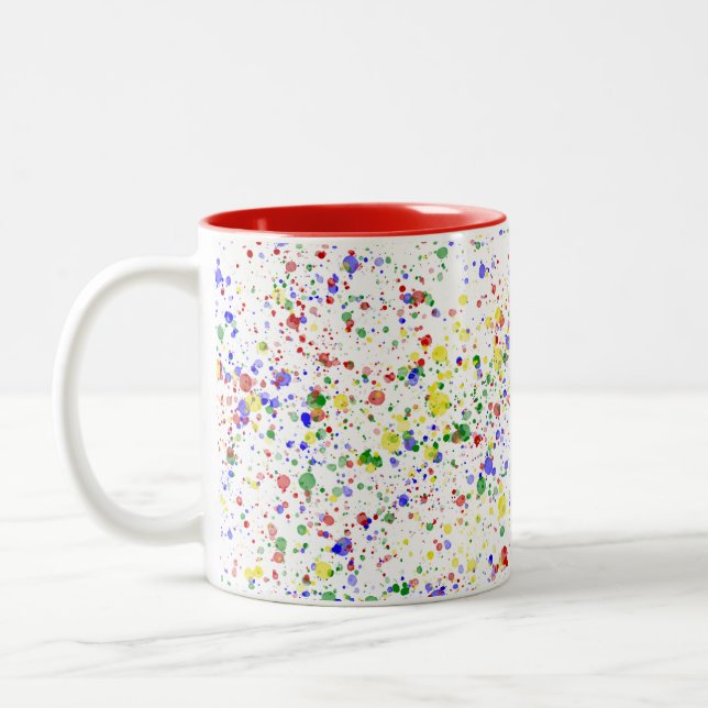 KiniArt Artist Paint Splattered Two-Tone Coffee Mug (Left)