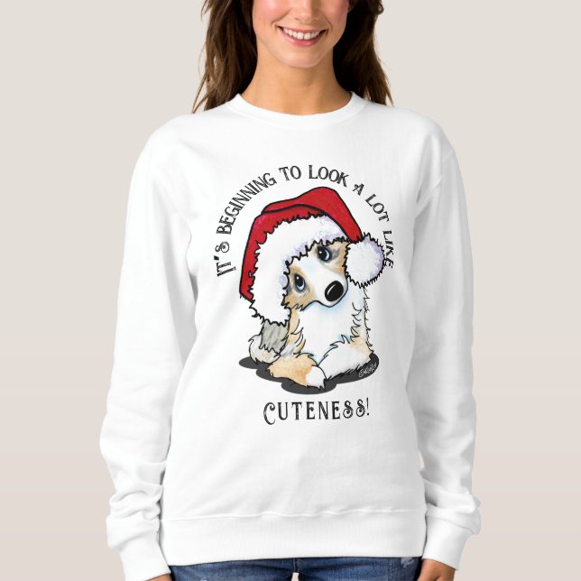 KiniArt Aussie Shepherd Puppy Christmas Sweatshirt (Front)