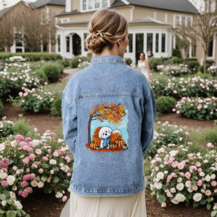 KiniArt Autumn Bichon Frise Denim Jacket