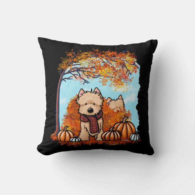 KiniArt Autumn Cairn Terriers Cushion (Front)