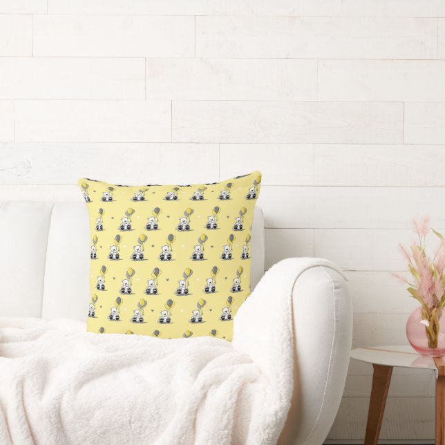 KiniArt Balloon Bears Yellow Cushion (Couch)