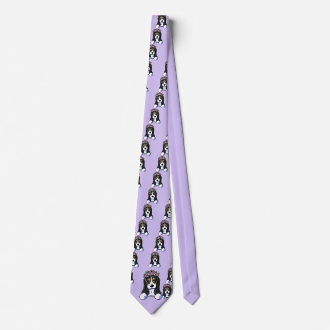 KiniArt Basset Flower Girl Tie (Front)