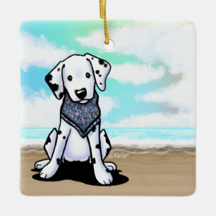 KiniArt Beach Dalmatian Ceramic Ornament