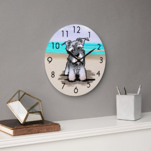 KiniArt Beach Schnauzer Wall Clock