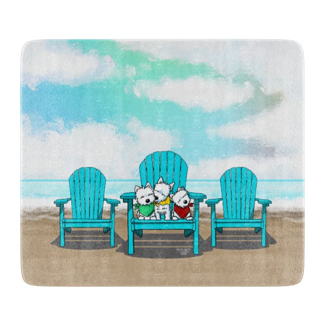 KiniArt Beach Westies Cutting Board (Front)